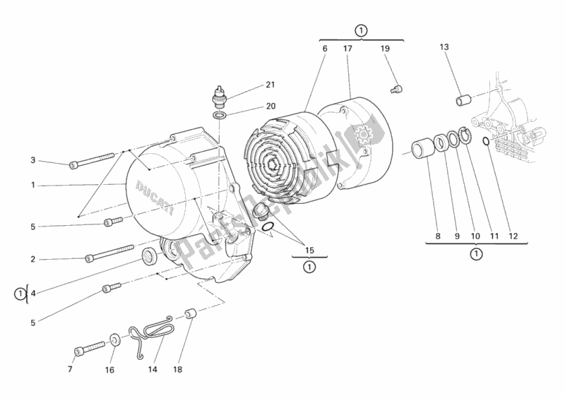 Toutes les pièces pour le Couvercle D'embrayage du Ducati Sport ST3 S ABS USA 1000 2007